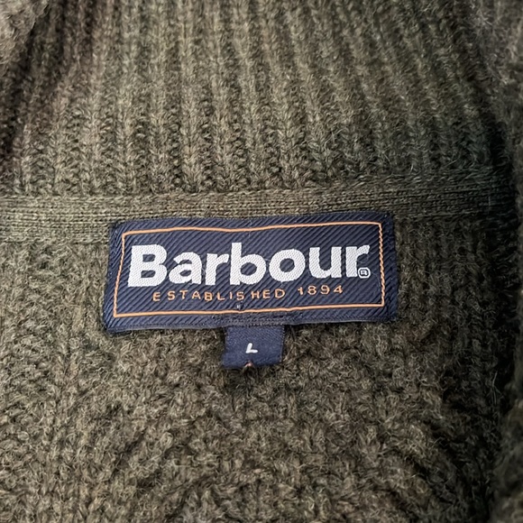 Barbour Cable Knit Olive Green Sweater Size Large - Picture 8 of 12